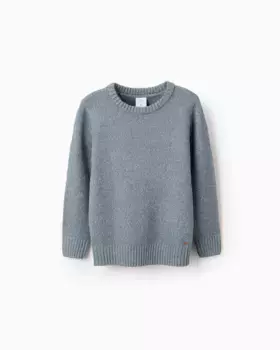 Вязаный свитер для мальчика с круглым вырезом Zippy, светло-голубой