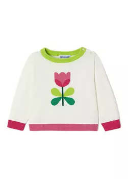 Вязаный свитер для маленьких девочек с цветочным узором Jacadi Paris