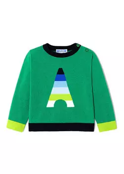 Вязаный свитер для маленьких мальчиков с эйфелевым узором Jacadi Paris