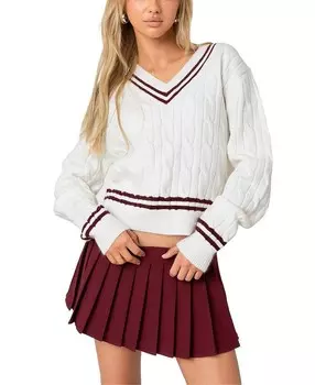 Вязаный свитер Edikted Dean с V-образным вырезом, слоновая кость/кремовый