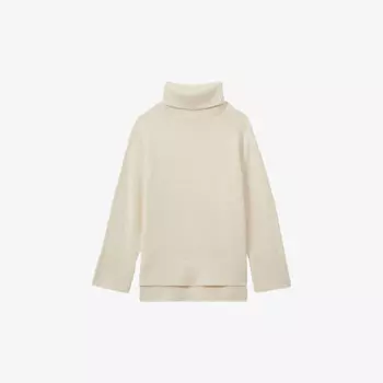 Вязаный свитер Eliza из шерсти и кашемира с высоким воротом Reiss, бежевый