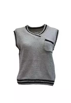 Вязаный свитер Embroidered LOVE & MONEY, светло-серый