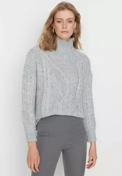Вязаный свитер GEWOONTJES Trendyol, цвет grey