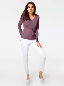 Вязаный свитер Heine "V-пуловер", лиловый