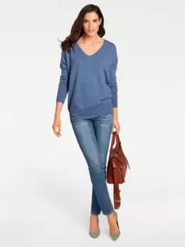 Вязаный свитер Heine "V-пуловер", синий