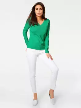 Вязаный свитер Heine "V-пуловер", зеленый