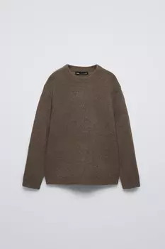 Вязаный свитер из 100% кашемира ZARA, коричневый энергичный