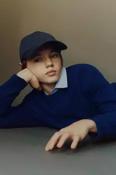 Вязаный свитер из 100% кашемира ZARA, синий