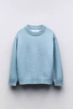 Вязаный свитер из 100% кашемира ZARA, светло-голубой