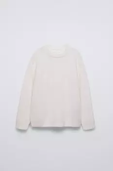 Вязаный свитер из 100% кашемира ZARA, устрично-белый