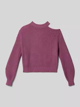 Вязаный свитер из чистого хлопка Mango, фиолетовый