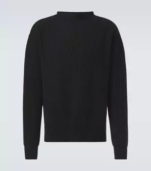 Вязаный свитер из чистой шерсти с рубчиками Rick Owens, черный