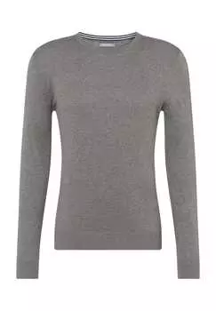 Вязаный свитер из хлопка с круглым вырезом Galeria Essentials, серый