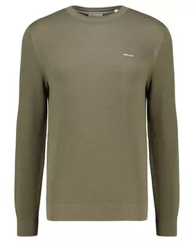 Вязаный свитер из хлопкового пике обычного кроя. Gant, зеленый