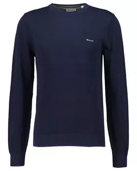 Вязаный свитер из хлопкового пике обычного кроя. Gant, синий