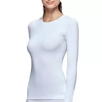 Вязаный свитер из кожи с круглым вырезом и длинными рукавами, инновационный контроль температуры Impetus, цвет weiss