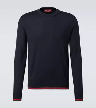 Вязаный свитер из шерсти Gucci, Ink/Green/Red