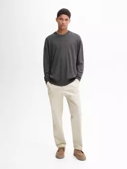 Вязаный свитер из смесовой шерсти с круглым вырезом Massimo Dutti, серый