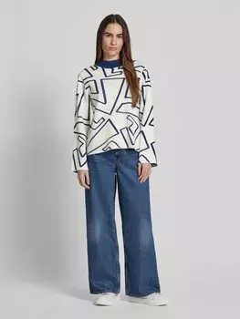 Вязаный свитер из смесовой вискозы с воротником-стойкой, модель «Миран» B.Young, кремовый