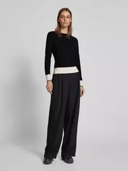 Вязаный свитер из вискозы с круглым вырезом Luisa Cerano, черный