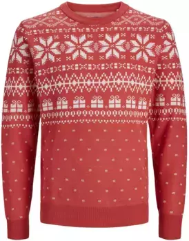 Вязаный свитер Jack & Jones "JORHOLLY KNIT CREW NECK", красный