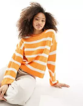 Вязаный свитер JDY в оранжевую полоску