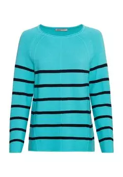 Вязаный свитер Jola, круглый вырез, в полоску, женский Adagio, цвет Aqua Navy