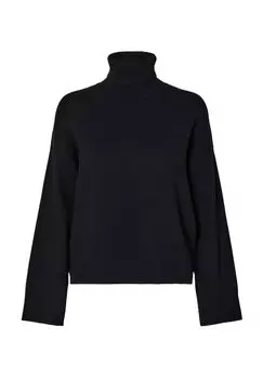 Вязаный свитер "Камма", водолазка, женский SELECTED FEMME, цвет 179099 Black