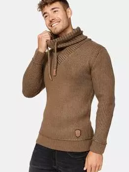 Вязаный свитер кешон Indicode, коричневый