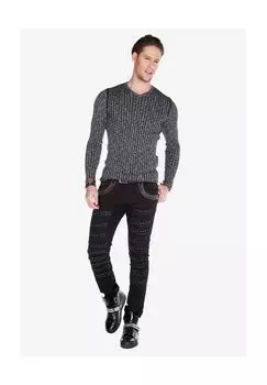 Вязаный свитер контрастной вязки CIPO & BAXX, антрацит