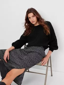 Вязаный свитер косным узором Gap, черный