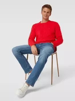 Вязаный свитер косным узором Tommy Hilfiger, красный