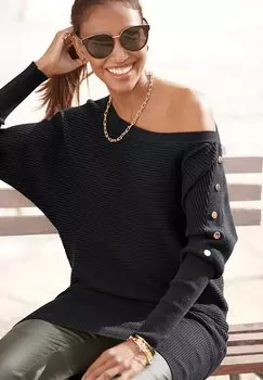 Вязаный свитер LASCANA, цвет schwarz