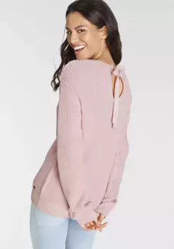 Вязаный свитер Laura Scott с бантом, розовый