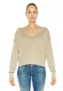 Вязаный свитер Le Temps Des Cerises "АТЛАС" с блестящими деталями, коричневый