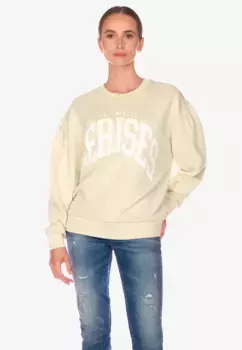 Вязаный свитер Le Temps Des Cerises "ГИПСОФ" со стильным принтом спереди, бежевый