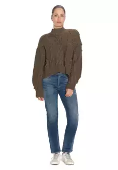 Вязаный свитер Le Temps Des Cerises "НИК", с воротником стойкой, коричневый