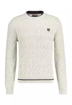 Вязаный свитер LERROS "LERROS с круглым вырезом и ромбовидным узором", белый
