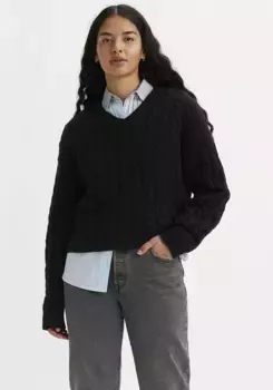 Вязаный свитер Levi's "RAE SWEATER NEUTRALS", узор косой вязки, цвет Caviar