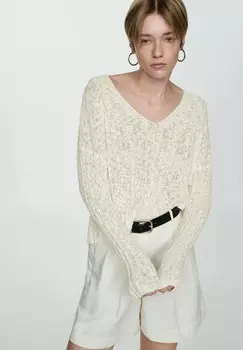 Вязаный свитер LISBOA Mango, кремовый