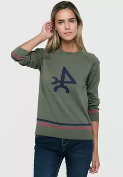 Вязаный свитер LOGO VALECUATRO, хаки