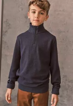 Вязаный свитер LONG SLEEVE TEXTURED ZIP NECK T-SHIRT Next, цвет blue