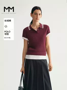 Вязаный свитер Mai Meng с короткими рукавами, красный