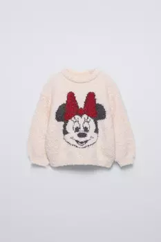 Вязаный свитер минни маус disney ZARA, экрю
