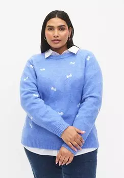 Вязаный свитер MIT GESTICKTEN SCHLEIFEN Zizzi, цвет b bonnet mel. comb