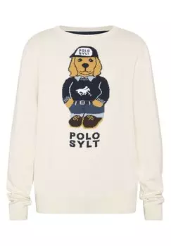 Вязаный свитер MIT HUNDE-DESIGN AUF DER VORDERSEITE Polo Sylt, цвет whisper white