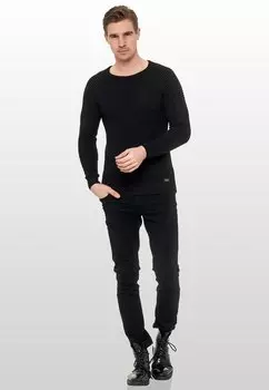 Вязаный свитер MIT MODERNEM RUNDHALSAUSSCHNITT Rusty Neal, цвет schwarz