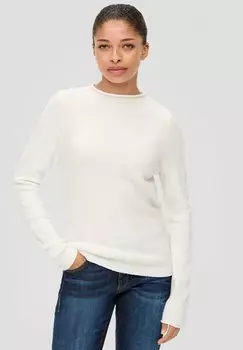 Вязаный свитер MIT ROLLSAUMBLENDE QS, цвет ecru