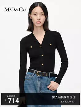 Вязаный свитер Moco с V-образным вырезом, черный