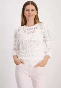 Вязаный свитер Монари с ажурным узором Monari, белый